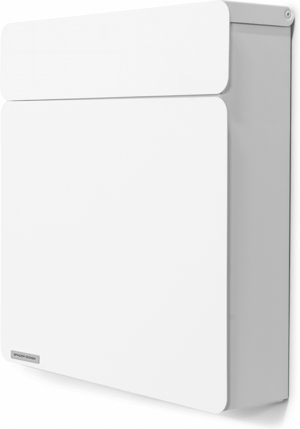 Postkasse Spinder Design Inbox i hvidt stål - vejrbestandig brevkasse 40Ã39Ã11 cm